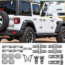For 2018-2025 Jeep Wrangler JLU 4Door 24PCS Exterior Trim Kits Door & Hood Hinge Covers RT-TCZ