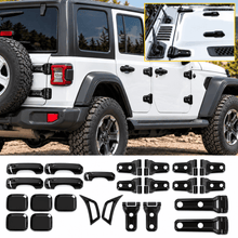 For 2018-2025 Jeep Wrangler JLU 4Door 24PCS Exterior Trim Kits Door & Hood Hinge Covers RT-TCZ