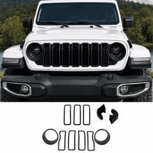 For 2024+ Jeep Wrangler JL & Gladiator JT Exterior Front Grille Inserts Headlight Trim Ring & Tow Hook Protective Cover (11 pcs) RT-TCZ