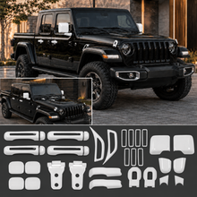 For 2020+ Jeep Gladiator JT 4-Door – 25PCS Exterior Full Set Trim Kit - Hood, Door, Hinge & Handle Mirrior Cover RT-TCZ