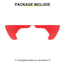 For 2018+ Jeep Wrangler JL & Gladiator JT Exterior Front Leaf Board Fender Air Outlet Sticker Trim Cover (2 pcs) RT-TCZ