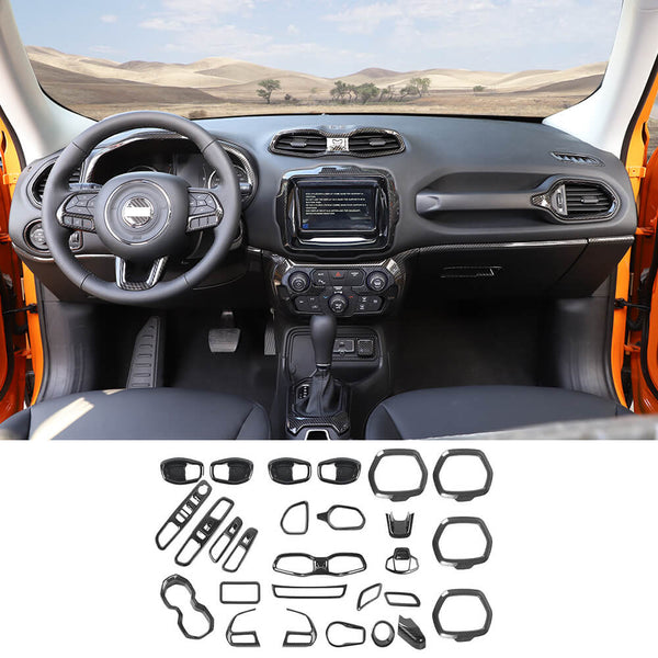 31pcs Car Interior Accessories Decor Trim Kit Dark Blue Fit For Jeep  Renegade