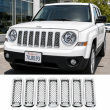 For 2011-2017 Jeep Patriot Front Mesh Grille Inserts Cover Frame Trim ABS 7pcs RT-TCZ