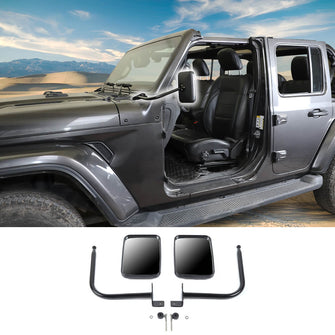 For Jeep Wrangler JL & Gladiator JT 2018+ Rear View Side Hinge Door Off Mirrors Rectangular