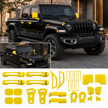 For 2020+ Jeep Gladiator JT 4-Door – 25PCS Exterior Full Set Trim Kit - Hood, Door, Hinge & Handle Mirrior Cover RT-TCZ