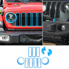 For 2024+ Jeep Wrangler JL & Gladiator JT Exterior Front Grille Inserts Headlight Trim Ring & Tow Hook Protective Cover (11 pcs) RT-TCZ