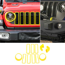 For 2024+ Jeep Wrangler JL & Gladiator JT Exterior Front Grille Inserts Headlight Trim Ring & Tow Hook Protective Cover (11 pcs) RT-TCZ