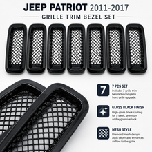 For 2011-2017 Jeep Patriot Front Mesh Grille Inserts Cover Frame Trim ABS 7pcs RT-TCZ
