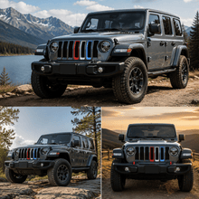 For 2018+ Jeep Wrangler JL & Gladiator JT Front Grille Inserts Trim Red White Light Blue 3 Pieces RT-TCZ