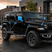 For 2018+ Jeep Wrangler JL 4-Door – 31PCS Exterior Hood, Door, Tailgate Hinge & Handle Trim Cover Kit RT-TCZ