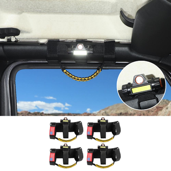 For Jeep Wrangler JK JL JT Roll Bar Paracord Grab Handles with LED Light US Flag- 4Pack RT-TCZ