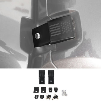 For 2007+ Jeep Wrangler JL/JK/JT Anti-Theft Hood Locking Buckle Catch Latch With keys US Flag RT-TCZ