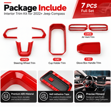 For 2022+ Jeep Compass 7 x Interior Dashboard & Center Console Accent Trim Kit RT-TCZ