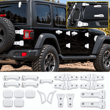 For 2018-2025 Jeep Wrangler JLU 4Door 24PCS Exterior Trim Kits Door & Hood Hinge Covers RT-TCZ