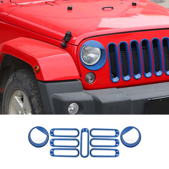 For 2007-2017 Jeep Wrangler JK Front Grille Cover & Angry Eyes Headlight Cover Trim RT-TCZ