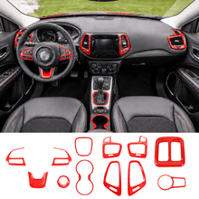 For 2017–2021 Jeep Compass 12 x Interior Dashboard & Center Console Accent Trim Kit – Full Dash Cover Set RT-TCZ