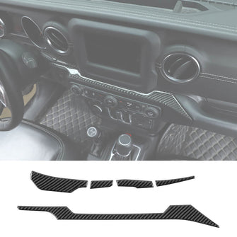 RT-TCZ Carbon Fiber Dashboard Decoration Cover Trim Sticker For Jeep Wrangler JL & Gladiator JT 18-23 Accessories