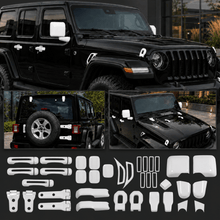 For 2018+ Jeep Wrangler JL 4-Door – 31PCS Exterior Hood, Door, Tailgate Hinge & Handle Trim Cover Kit RT-TCZ