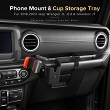 For 2018-2023 Jeep Wrangler JL JLU & Gladiator JT Passenger Co-Pilot Grab Bar Phone Mount Drink Cup Storage Tray RT-TCZ