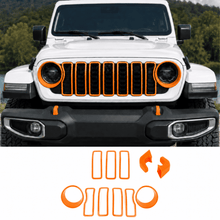For 2024+ Jeep Wrangler JL & Gladiator JT Exterior Front Grille Inserts Headlight Trim Ring & Tow Hook Protective Cover (11 pcs) RT-TCZ