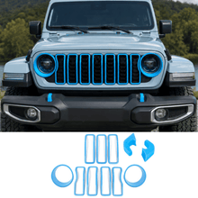 For 2024+ Jeep Wrangler JL & Gladiator JT Exterior Front Grille Inserts Headlight Trim Ring & Tow Hook Protective Cover (11 pcs) RT-TCZ