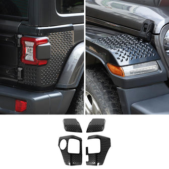 For 2018+ Jeep Wrangler JL Front Wheel Eyebrow Angle & Tail Light  Angle Cover Trim Black RT-TCZ