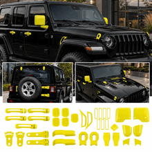 For 2018+ Jeep Wrangler JL 4-Door – 31PCS Exterior Hood, Door, Tailgate Hinge & Handle Trim Cover Kit RT-TCZ