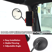 For 2007-2017 Jeep Wrangler JK JKU Door Off Mirrors Rear View Quick Release Mirrors with Phone Holder Mount RT-TCZ