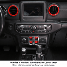 For 2018+ Jeep Wrangler JL JLU Gladiator JT 4PCS Window Switch Button Cover Trim RT-TCZ