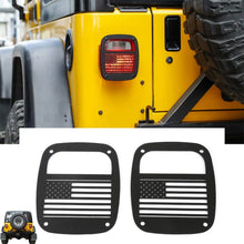 For 1987-2006 Jeep Wrangler YJ TJ   Metal Tail Light Guards Covers Rear Taillights (TJ-US Flag) RT-TCZ