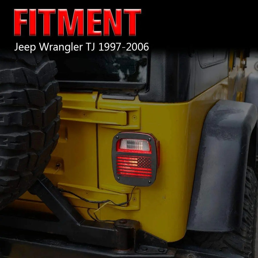 1996–2006 Jeep Wrangler TJ Rear Taillight Guards – Metal US Flag