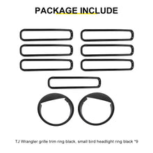 For 1997-2006 Jeep Wrangler TJ Exterior Front Headlight Bezels Grille Insert Trim Cover Kit (9 pcs) RT-TCZ