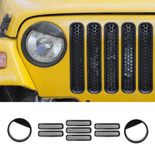 For 1997-2006 Jeep Wrangler TJ Exterior Front Headlight Bezels Grille Insert Trim Cover Kit (9 pcs) RT-TCZ