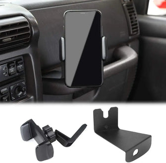 For 1997-2006 Jeep Wrangler TJ Multi-Functional Phone & Radio Holder Walkie Talkie Mount Bracket, 2 in 1 Bolt-on Stand Bracket RT-TCZ