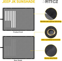 For 1997-2007 Jeep Wrangler TJ Top Sunshade Mesh Cover Provides UV Sun Protection Original US Flag Durable Polyester RT-TCZ