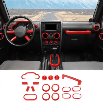 For 2007-2010 Jeep Wrangler JK 16/18PCS 4 Door Central Control Dash Decor Cover Trim Kits RT-TCZ