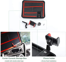 For 2007-2010 Jeep Wrangler JK JKU Phone Holder Mount, Center Console Tray Storage Box Dashboard Organizer RT-TCZ