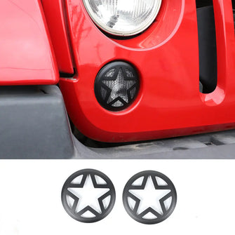 For 2007-2017 Jeep Wrangler JK JKU Front Turn Signal Light Cover Guard Trim Star Front Lamp Cover Blinker Insert Guard Cover RT-TCZ