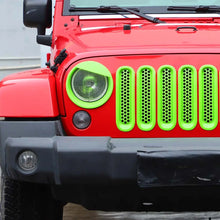 For 2007-2017 Jeep Wrangler JK Upgrade Front Honeycomb Mesh Grille & Angry Eyes Headlight Cover Trim RT-TCZ