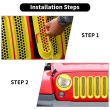 For 2007-2017 Jeep Wrangler JK Upgrade Front Honeycomb Mesh Grille & Angry Eyes Headlight Cover Trim RT-TCZ