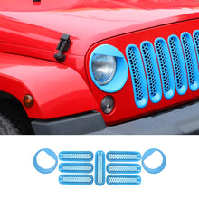 For 2007-2017 Jeep Wrangler JK Upgrade Front Honeycomb Mesh Grille & Angry Eyes Headlight Cover Trim RT-TCZ