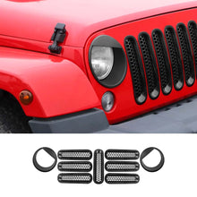 For 2007-2017 Jeep Wrangler JK Upgrade Front Honeycomb Mesh Grille & Angry Eyes Headlight Cover Trim RT-TCZ