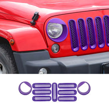For 2007-2017 Jeep Wrangler JK Upgrade Front Honeycomb Mesh Grille & Angry Eyes Headlight Cover Trim RT-TCZ
