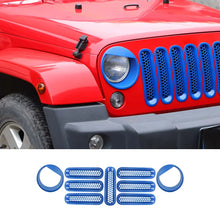For 2007-2017 Jeep Wrangler JK Upgrade Front Honeycomb Mesh Grille & Angry Eyes Headlight Cover Trim RT-TCZ