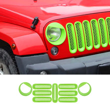 For 2007-2017 Jeep Wrangler JK Upgrade Front Honeycomb Mesh Grille & Angry Eyes Headlight Cover Trim RT-TCZ