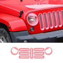 For 2007-2017 Jeep Wrangler JK Upgrade Front Honeycomb Mesh Grille & Angry Eyes Headlight Cover Trim RT-TCZ
