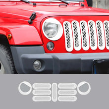 For 2007-2017 Jeep Wrangler JK Upgrade Front Honeycomb Mesh Grille & Angry Eyes Headlight Cover Trim RT-TCZ