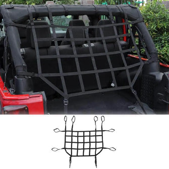 For 2007-2017 Jeep Wrangler JKU 4 Door Mesh Cargo Trunk Side Back Net Restraint Protective Roof Top Baggage Black RT-TCZ