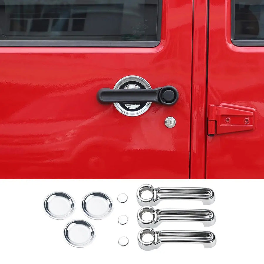 Chrome Side Mirror Covers + 5 Door Handle Covers For Jeep Wrangler JK (2007-2018) – 12pc Kit By EZ Motoring