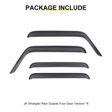 For 2007-2018 Jeep Wrangler JK 4-Door Version Car Window Sun Rain Visors Wind Rain Guard (4 pcs) RT-TCZ